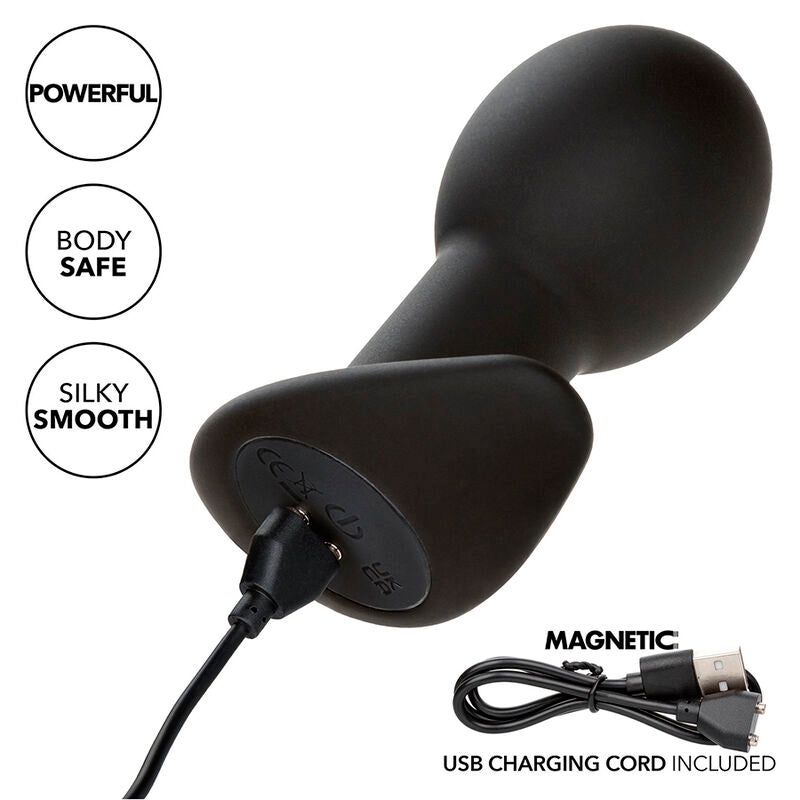 Plug Anal Vibratório Rock Bottom com 10 Funções de Silicone Preto
