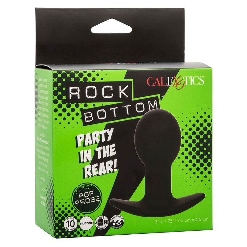 Plug Anal Vibratório Rock Bottom com 10 Funções de Silicone Preto