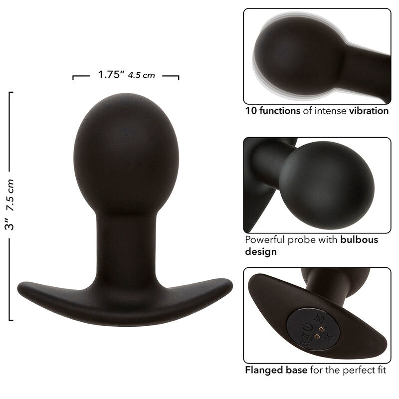 Plug Anal Vibratório Rock Bottom com 10 Funções de Silicone Preto