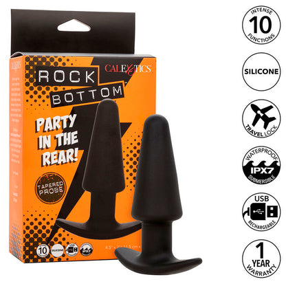 Plug Anal Cônico Rock Bottom com 10 Vibrações e Silicone Seguro