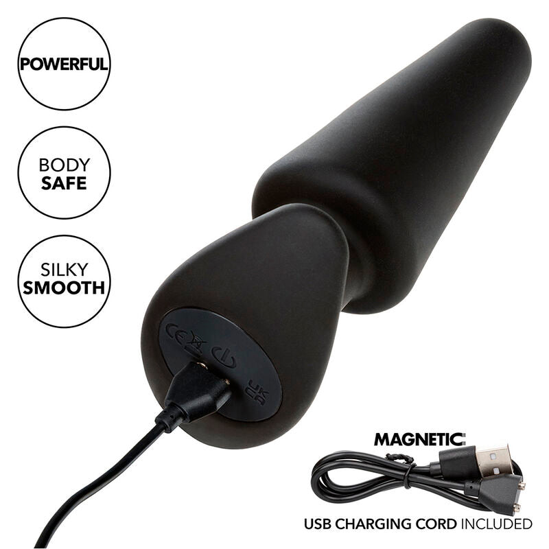 Plug Anal Cônico Rock Bottom com 10 Vibrações e Silicone Seguro
