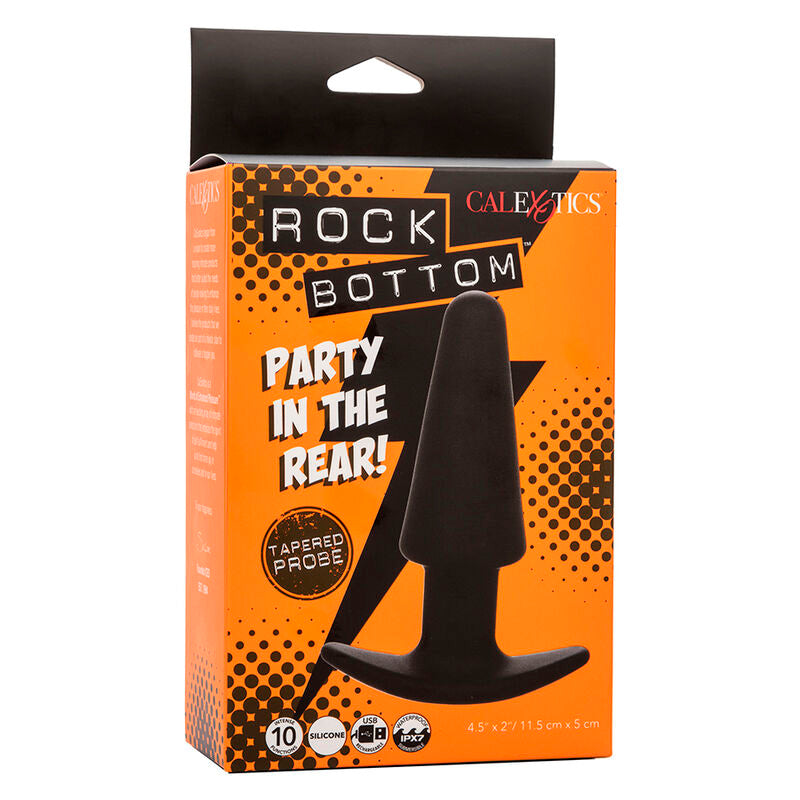 Plug Anal Cônico Rock Bottom com 10 Vibrações e Silicone Seguro