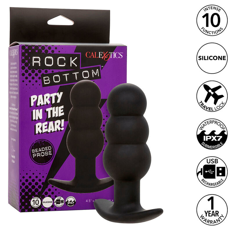 Plug Anal Vibratório com Esferas de Silicone Preto