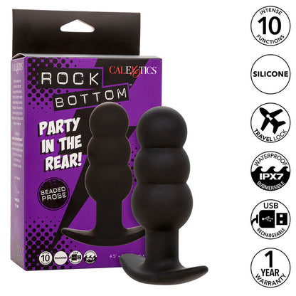 Plug Anal Vibratório com Esferas de Silicone Preto