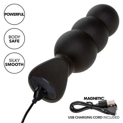 Plug Anal Vibratório com Esferas de Silicone Preto