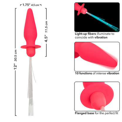 Plug Anal Vibratório Southern Lights com 10 Vibrações de Silicone Rosa