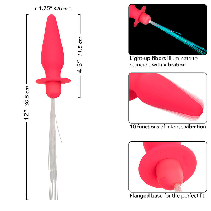 Plug Anal Vibratório Southern Lights com 10 Vibrações de Silicone Rosa