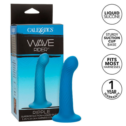 Plug Anal Wave Rider Ripple Ondulado com Ventosa - Azul