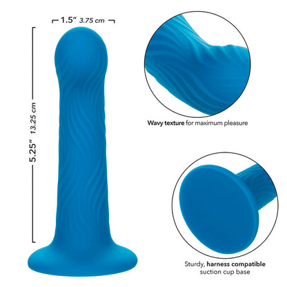 Plug Anal Wave Rider Ripple Ondulado com Ventosa - Azul