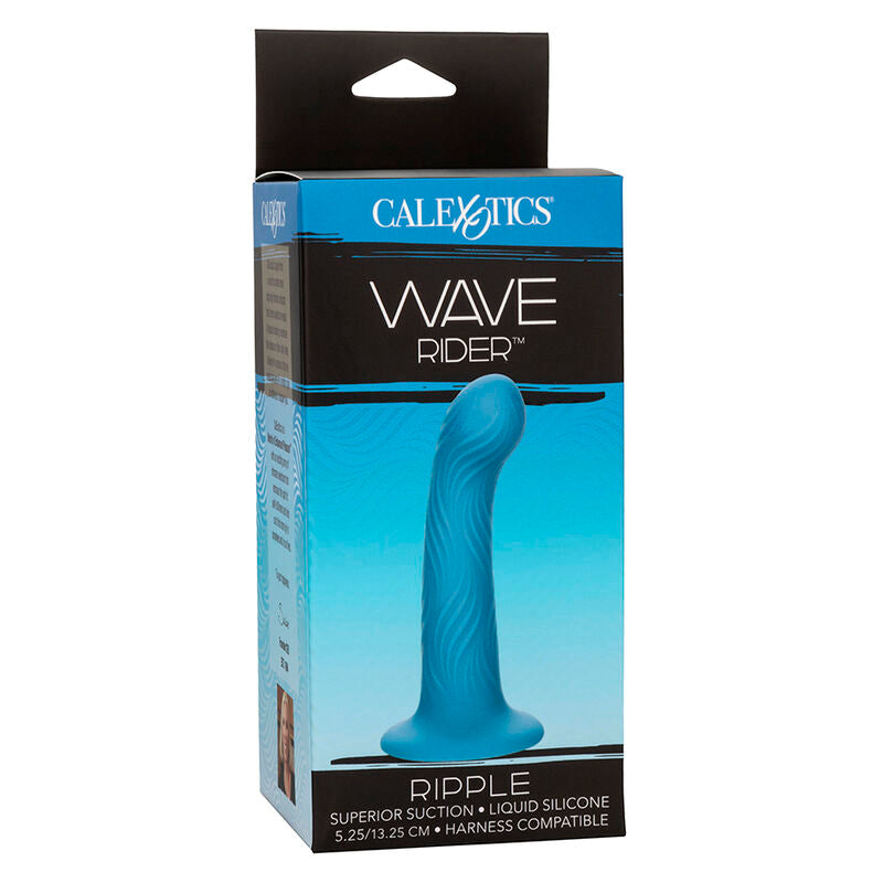 Plug Anal Wave Rider Ripple Ondulado com Ventosa - Azul