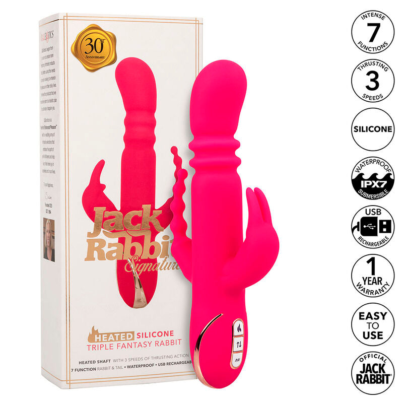Vibrador Triplo Aquecido Estilo Coelho com Pulsação e Aquecimento