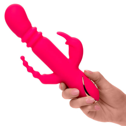 Vibrador Triplo Aquecido Estilo Coelho com Pulsação e Aquecimento