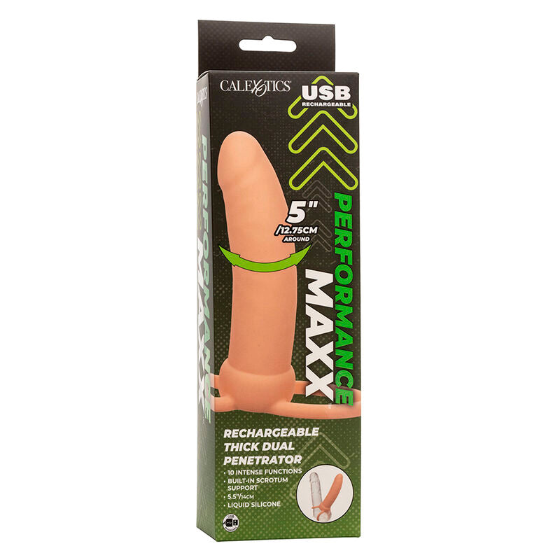 Vibrador Recarregável de Dupla Penetração Espesso com 10 Funções