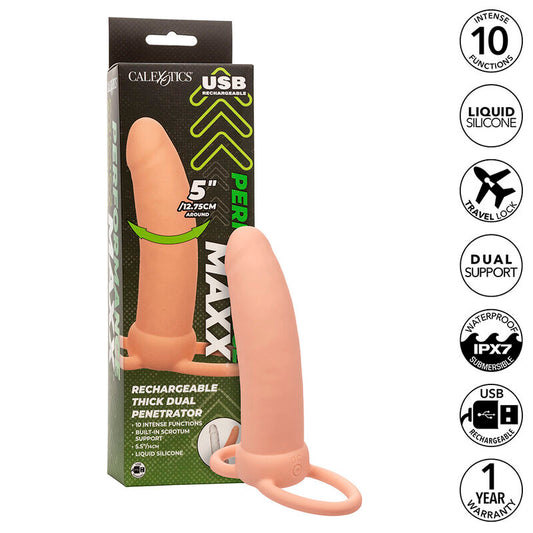 Vibrador Recarregável de Dupla Penetração Espesso com 10 Funções