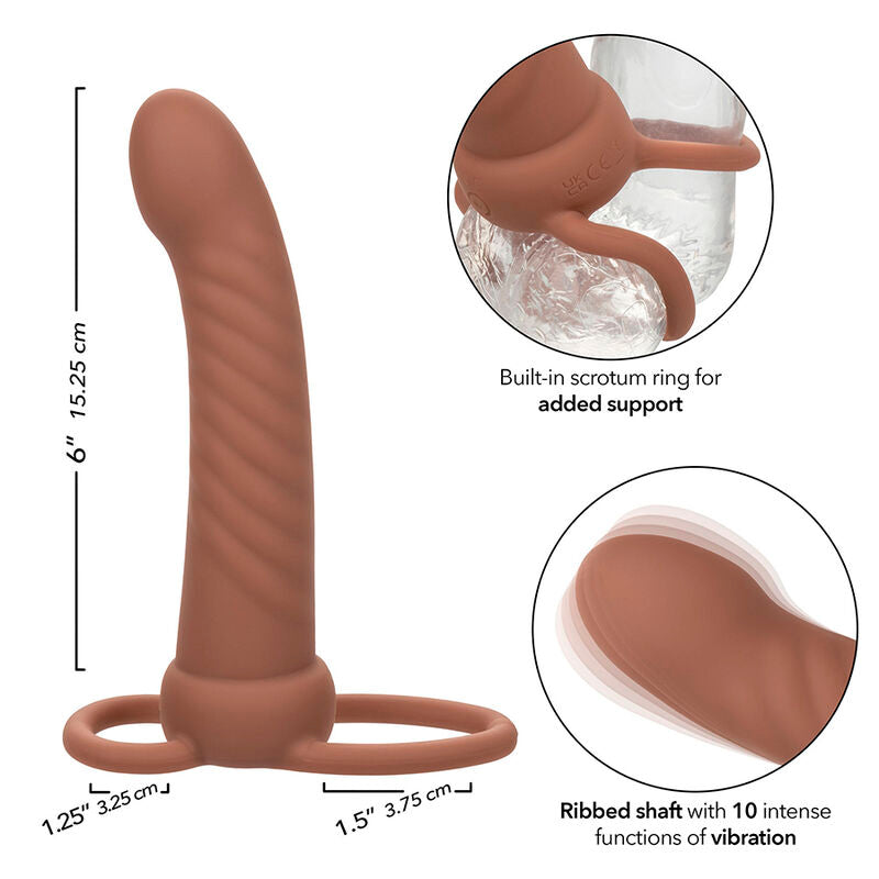 Vibrador de Dupla Penetração Nervurado Maxx com 10 Vibrações