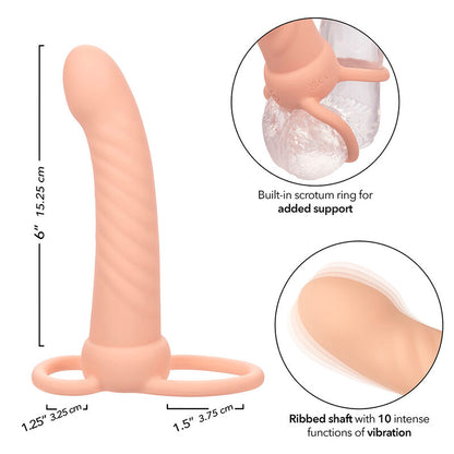 Vibrador de Dupla Penetração Ribbed Maxx com 10 Vibrações Recarregável