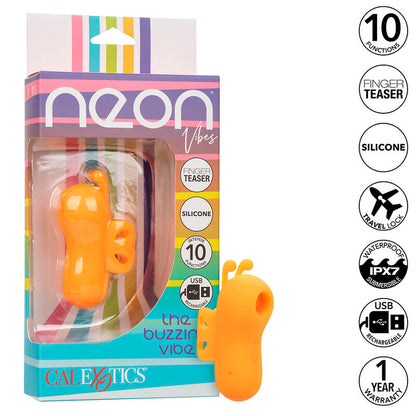 Vibrador de Dedo Neon Vibes com 10 Vibrações Laranja