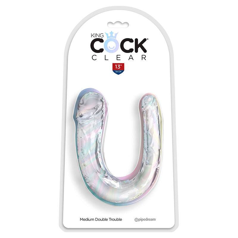 Dildo Duplo Double Trouble 33 cm Transparente
