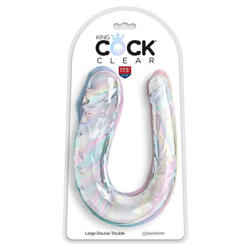 Dildo Duplo Double Trouble Transparente 44 cm