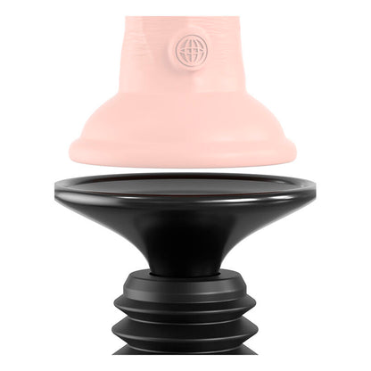 FETISH FANTASY SERIES Body Dock Thruster Dildo Clamp com 7 modos de empurrar, preto, e detalhes da base de sucção.
