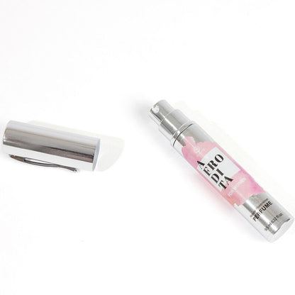 SECRETPLAY Perfume Feromonas Afrodita Spray Feminino 9.5ml, design compacto e elegante.