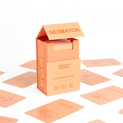 SECRETPLAY Jogo de Cartas Sexmatch Roleplay para Casais, mostrando as cartas e embalagem
