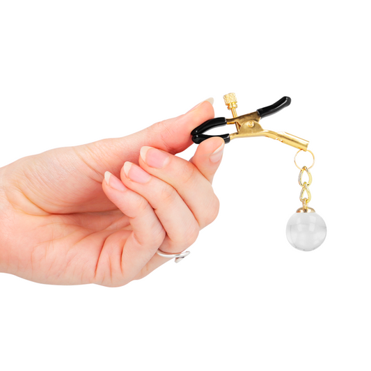 Pinças de mamilo KINK de vidro ouro 6 cm para estimulação BDSM.