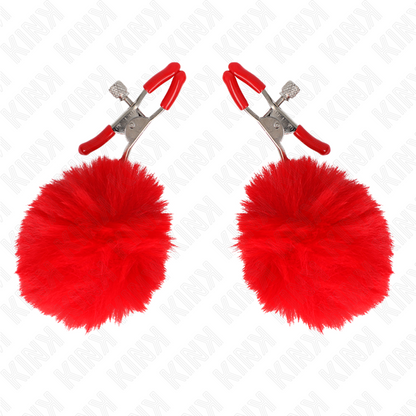 GRAMPO DE BOLA DE PELE FALSA VERMELHO 6 CM