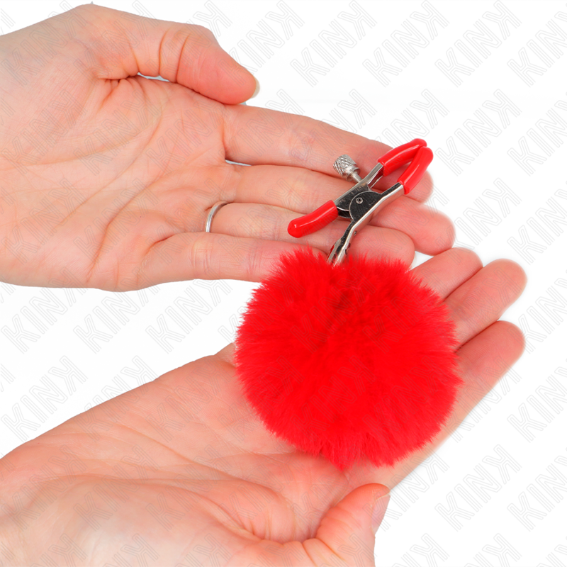 GRAMPO DE BOLA DE PELE FALSA VERMELHO 6 CM