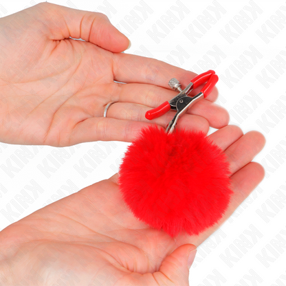 GRAMPO DE BOLA DE PELE FALSA VERMELHO 6 CM