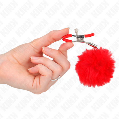 GRAMPO DE BOLA DE PELE FALSA VERMELHO 6 CM