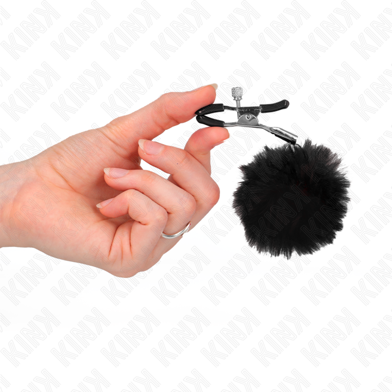 GRAMPO DE BOLA DE PELE FALSA PRETO 6 CM