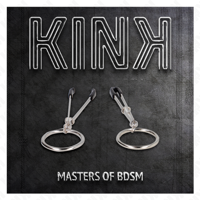 Close-up das Pinças Finas para Mamilos KINK com O-Ring 7 CM para estimulação sensorial BDSM.