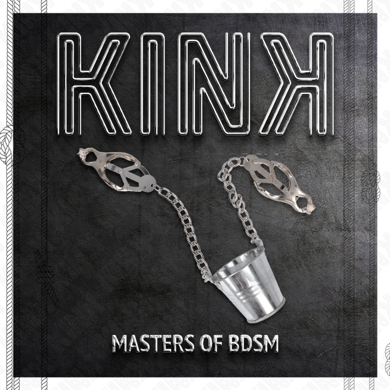 Close-up das KINK Pinças para Mamilos Ajustáveis com Balde Prata, exibindo detalhes e acabamento.