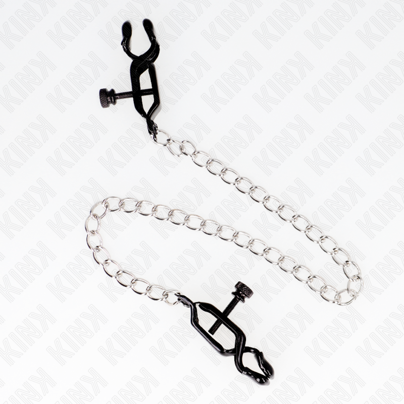 KINK Pinças de Corrente Plana Prata 30cm para Mamilos, detalhe do material e design elegante.