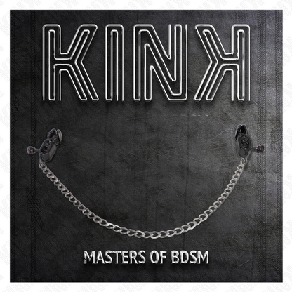 KINK Pinças de Corrente Plana Prata 30cm para Mamilos, detalhe do material e design elegante.