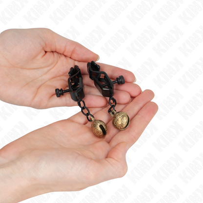Grampos de Mamilo KINK Estilo Bell Jaw Preto 7 CM para estimulação BDSM