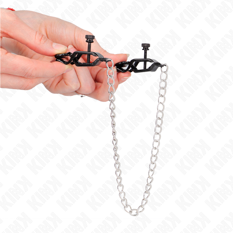 KINK Pinças de Corrente Plana Prata 30cm para Mamilos, detalhe do material e design elegante.