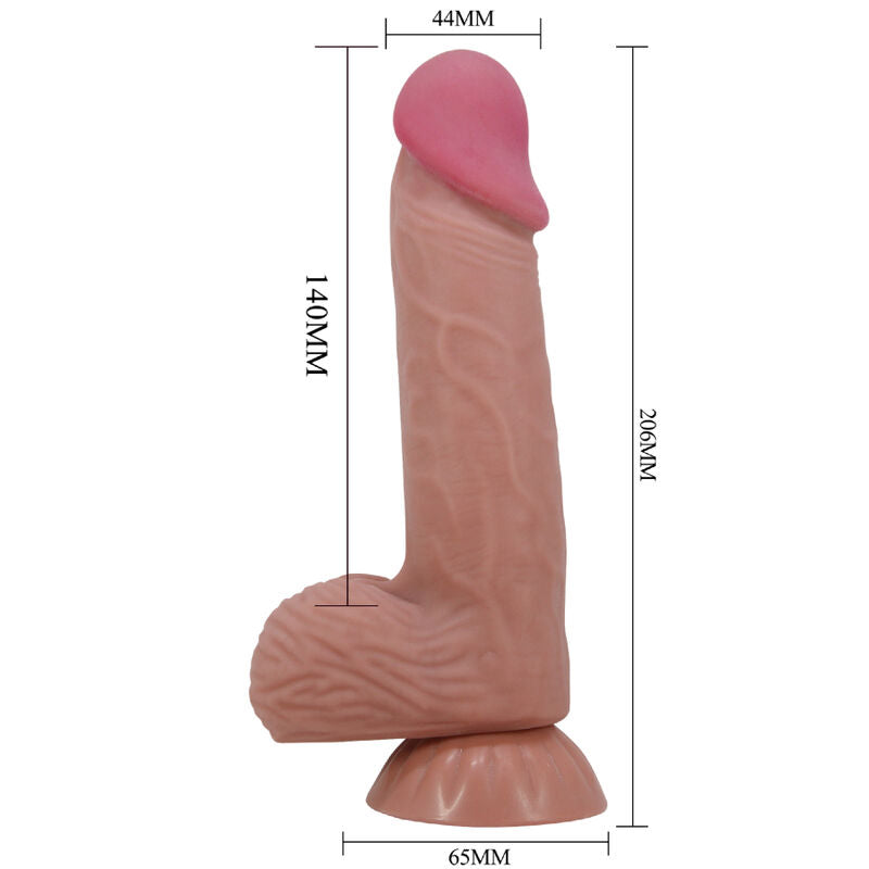 Close-up of the PRETTY LOVE Dildo Realístico with Sliding Skin and Suction Cup, showing its realistic texture and features.