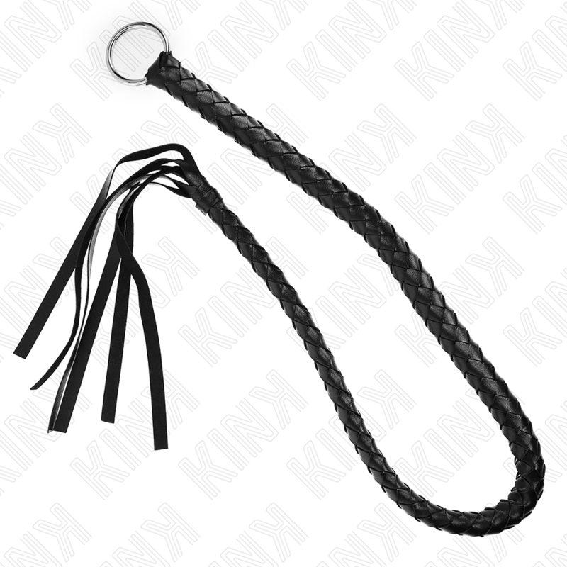 KINK Chicote de Serpente com Anel de Mão Preto 65 cm para jogos BDSM