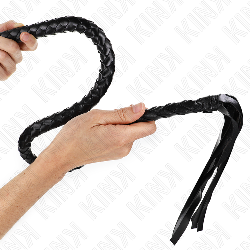 KINK Chicote de Serpente com Anel de Mão Preto 65 cm para jogos BDSM