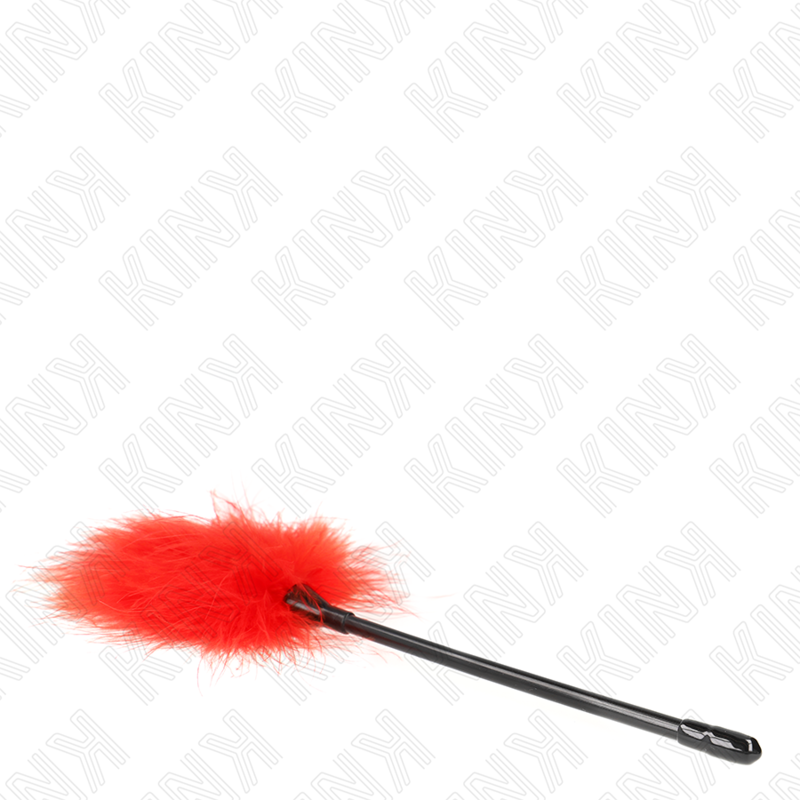KINK Penas de Cócegas Vermelhas 27cm, ideais para exploração sensorial BDSM.