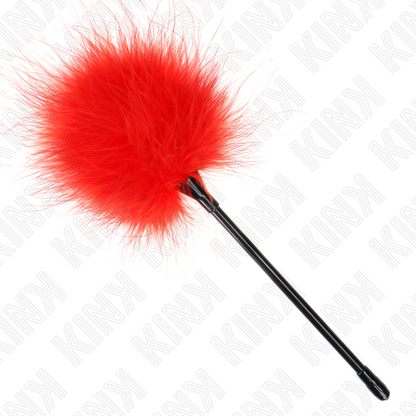 KINK Penas de Cócegas Vermelhas 27cm, ideais para exploração sensorial BDSM.