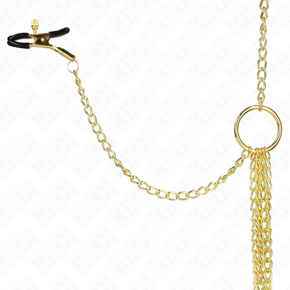 KINK 4 Pinças de Bico e Clitórito Ajustáveis Ouro para estimulação BDSM.
