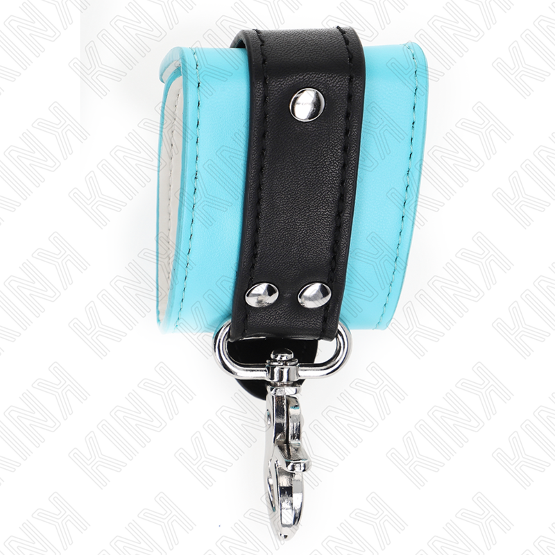 Close-up das Algemas de Pulso Fecháveis KINK Premium Preto/Azul Ajustáveis, mostrando o material e fecho