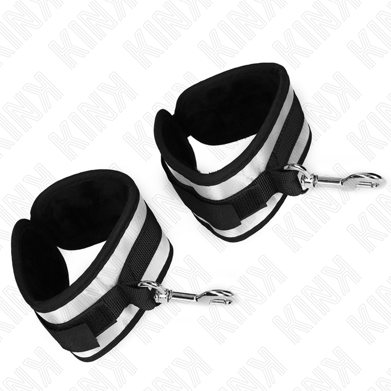 KINK Punhos de Neoprene Cinza 23x5cm - Detalhe do Material e Fecho