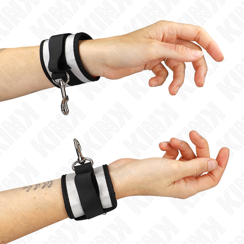 KINK Punhos de Neoprene Cinza 23x5cm - Detalhe do Material e Fecho