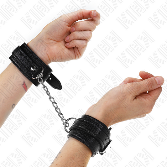 Pulseira BDSM KINK Cobra Ajustável Preta, detalhe do fecho e material.