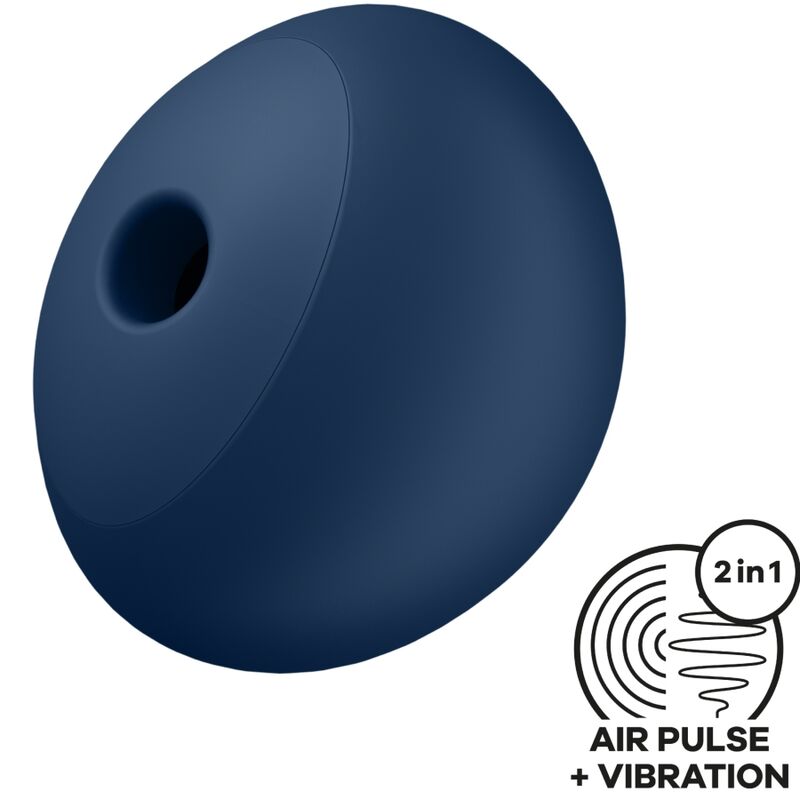 Satisfyer Air Power 4 estimulador e vibrador azul, exibindo seu design compacto e silicone suave.