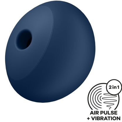 Satisfyer Air Power 4 estimulador e vibrador azul, exibindo seu design compacto e silicone suave.